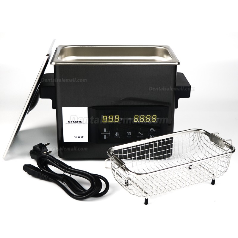 GT SONIC S-Series 2-9L Touch Panel Benchtop Ultrasonic Cleaner with Heater Titanium Mirror Stainless Steel